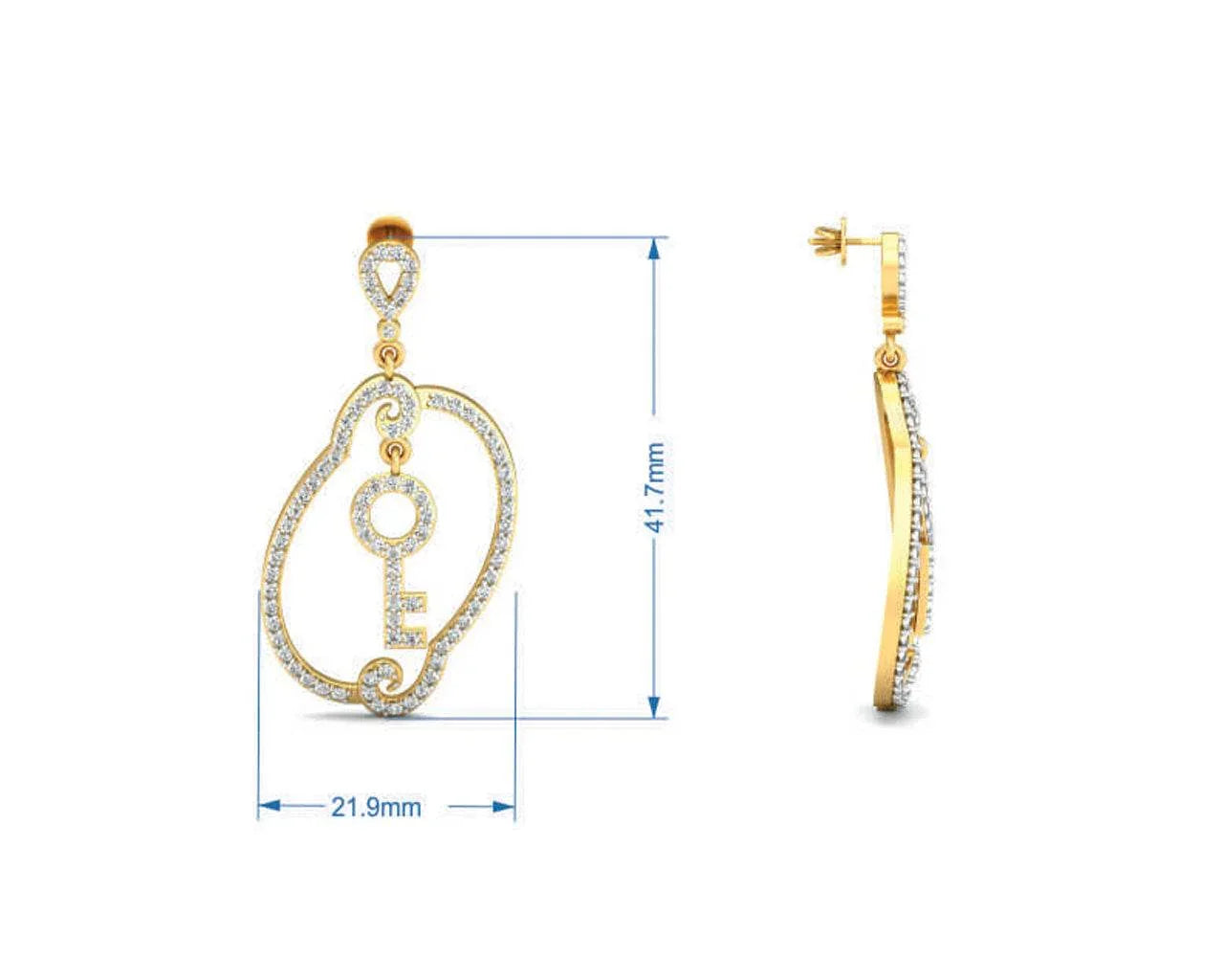 Key To My Heart Long Earrings - Jewelslane