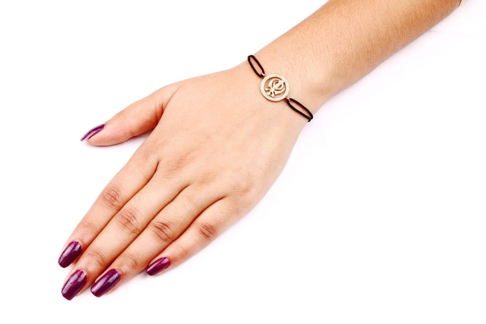 Khanda Bracelet in Gold with Diamonds - Jewelslane