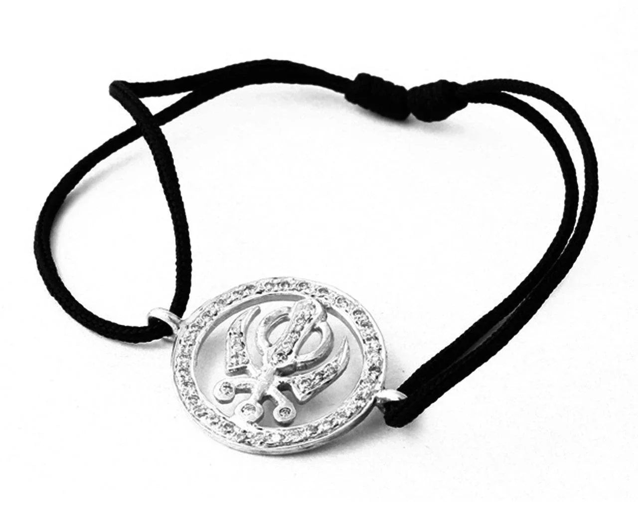 Khanda Full Diamond Bracelet in Silver - Jewelslane