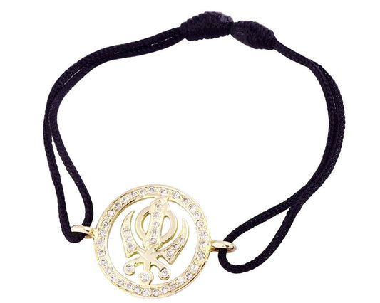 Khanda Bracelet in Gold with Diamonds - Jewelslane