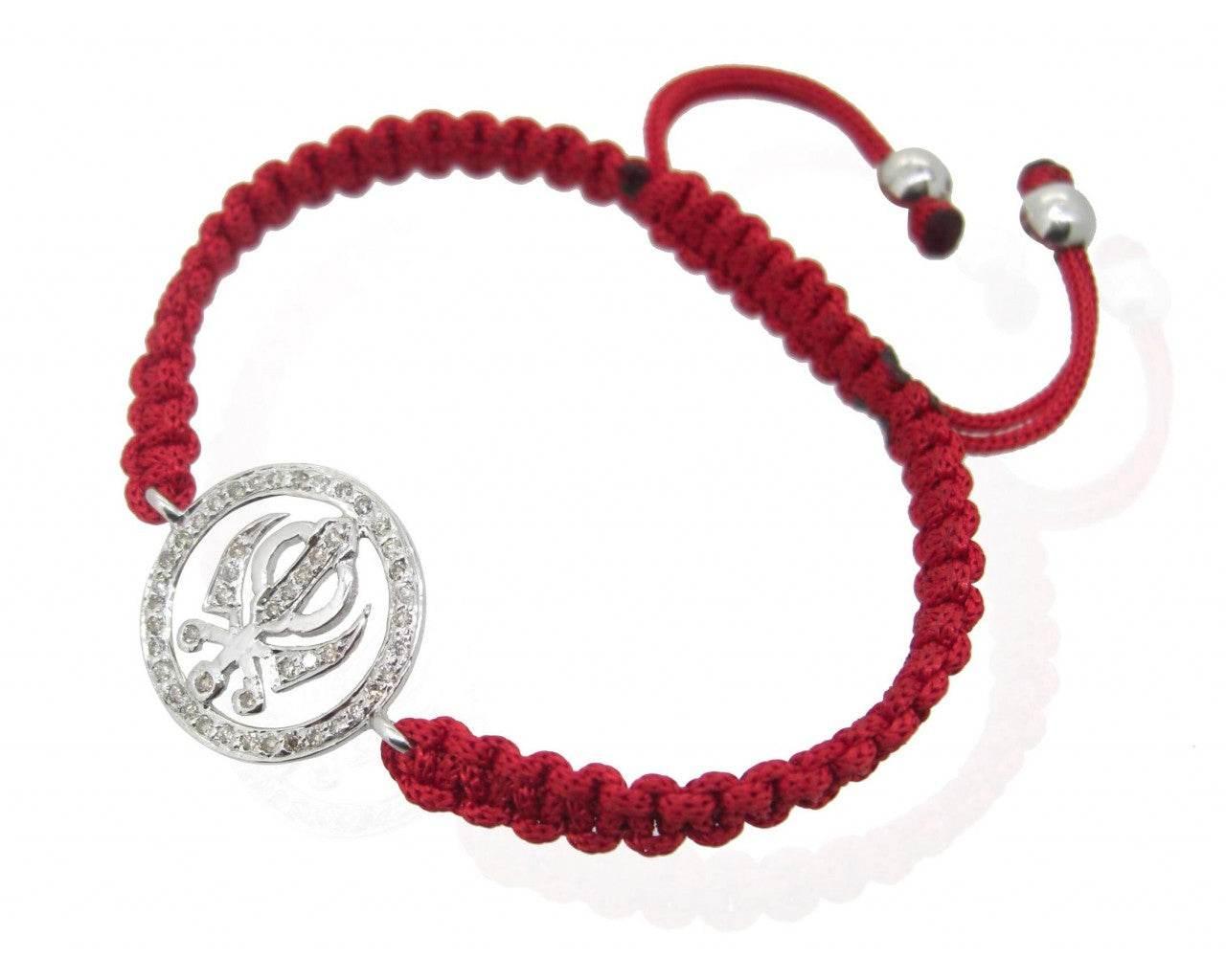 Khanda Bracelet in 92.5 Silver studded with Diamonds - Jewelslane