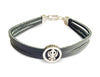 Khanda Silver Bracelet On Leather Strap for men with silver lock - Jewelslane