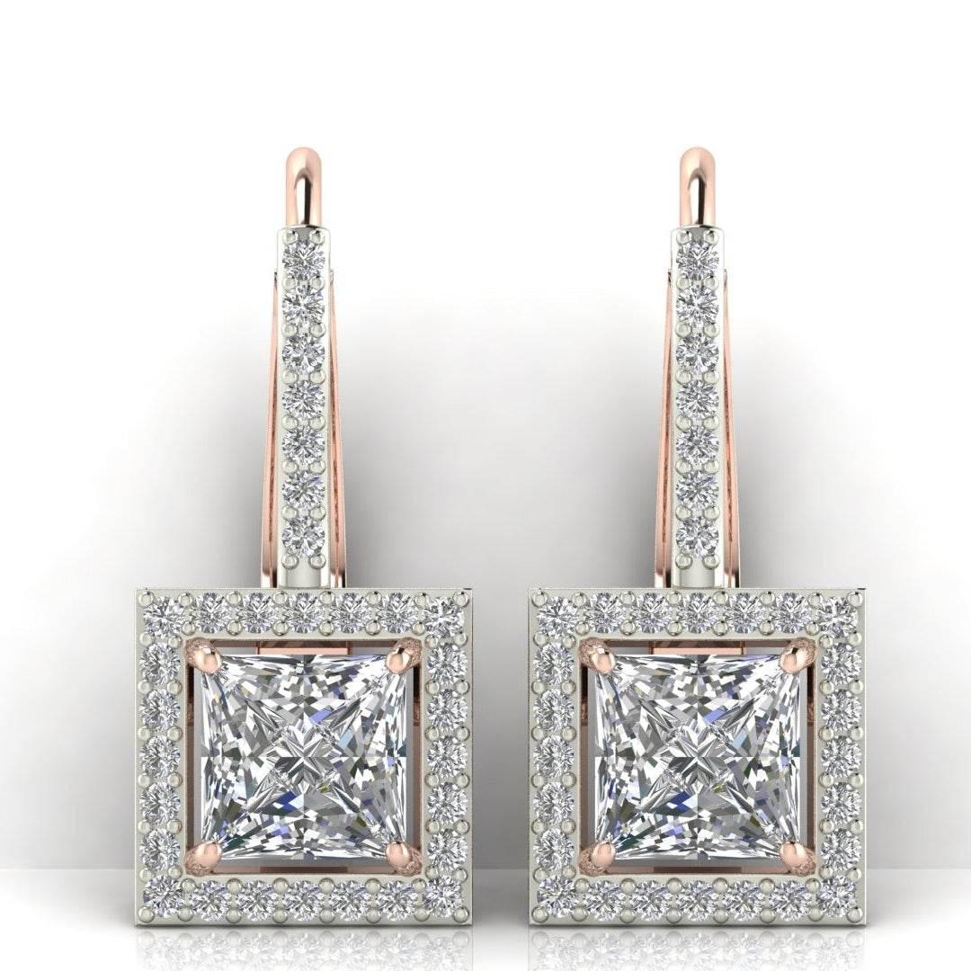Laira Lab Grown Princess Cut solitaire diamond earrings in gold - Jewelslane