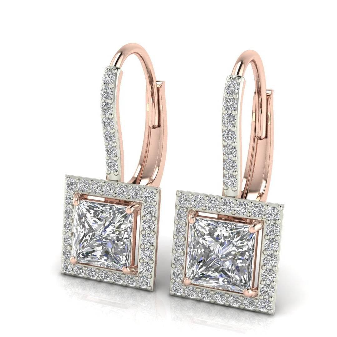 Laira Lab Grown Princess Cut solitaire diamond earrings in gold - Jewelslane