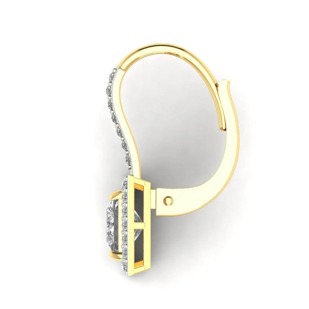 Laira Lab Grown Princess Cut solitaire diamond earrings in gold - Jewelslane