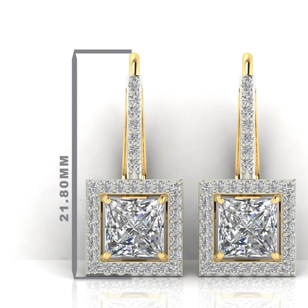 Laira Lab Grown Princess Cut solitaire diamond earrings in gold - Jewelslane