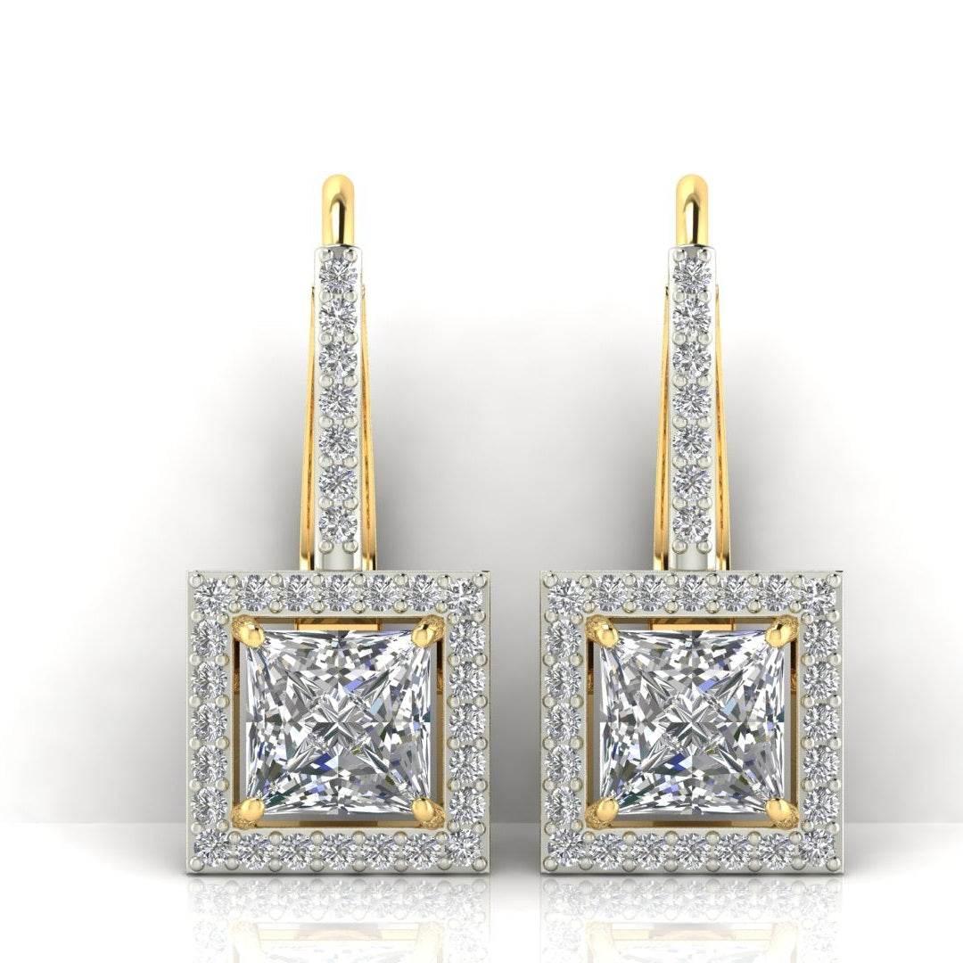 Laira Lab Grown Princess Cut solitaire diamond earrings in gold - Jewelslane