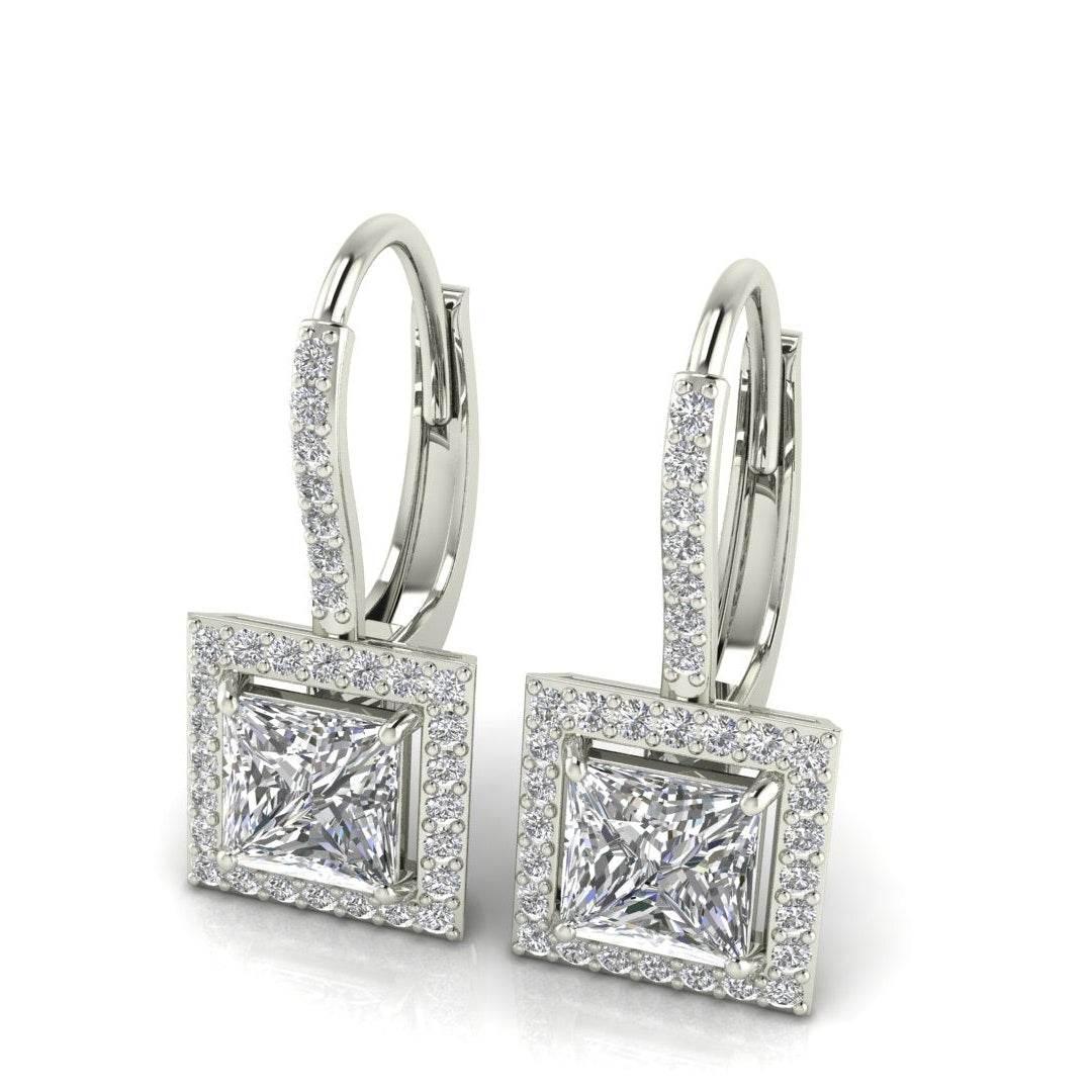 Laira Lab Grown Princess Cut solitaire diamond earrings in gold - Jewelslane
