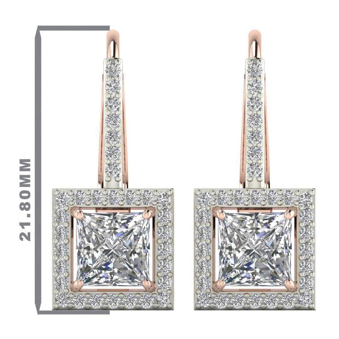 Laira Lab Grown Princess Cut solitaire diamond earrings in gold - Jewelslane