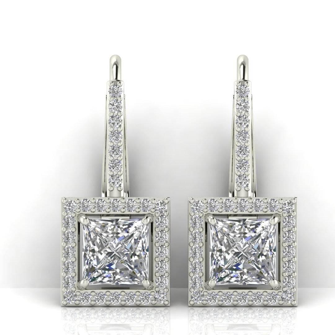 Laira Lab Grown Princess Cut solitaire diamond earrings in gold - Jewelslane