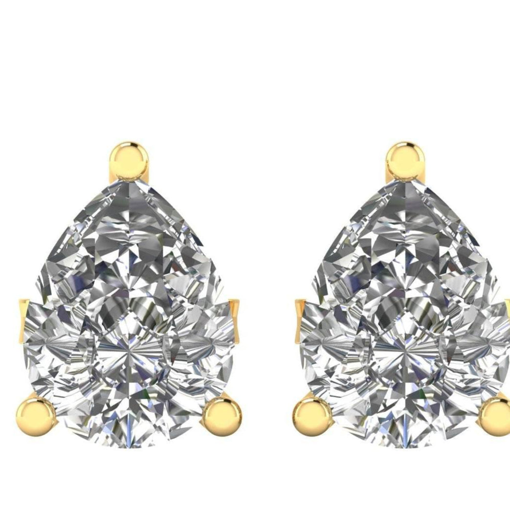 Lana Pear Shape Lab Grown Diamond Solitaire Earrings in Gold - Jewelslane