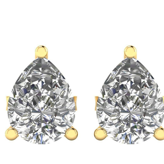 Lana Pear Shape Lab Grown Diamond Solitaire Earrings in Gold - Jewelslane