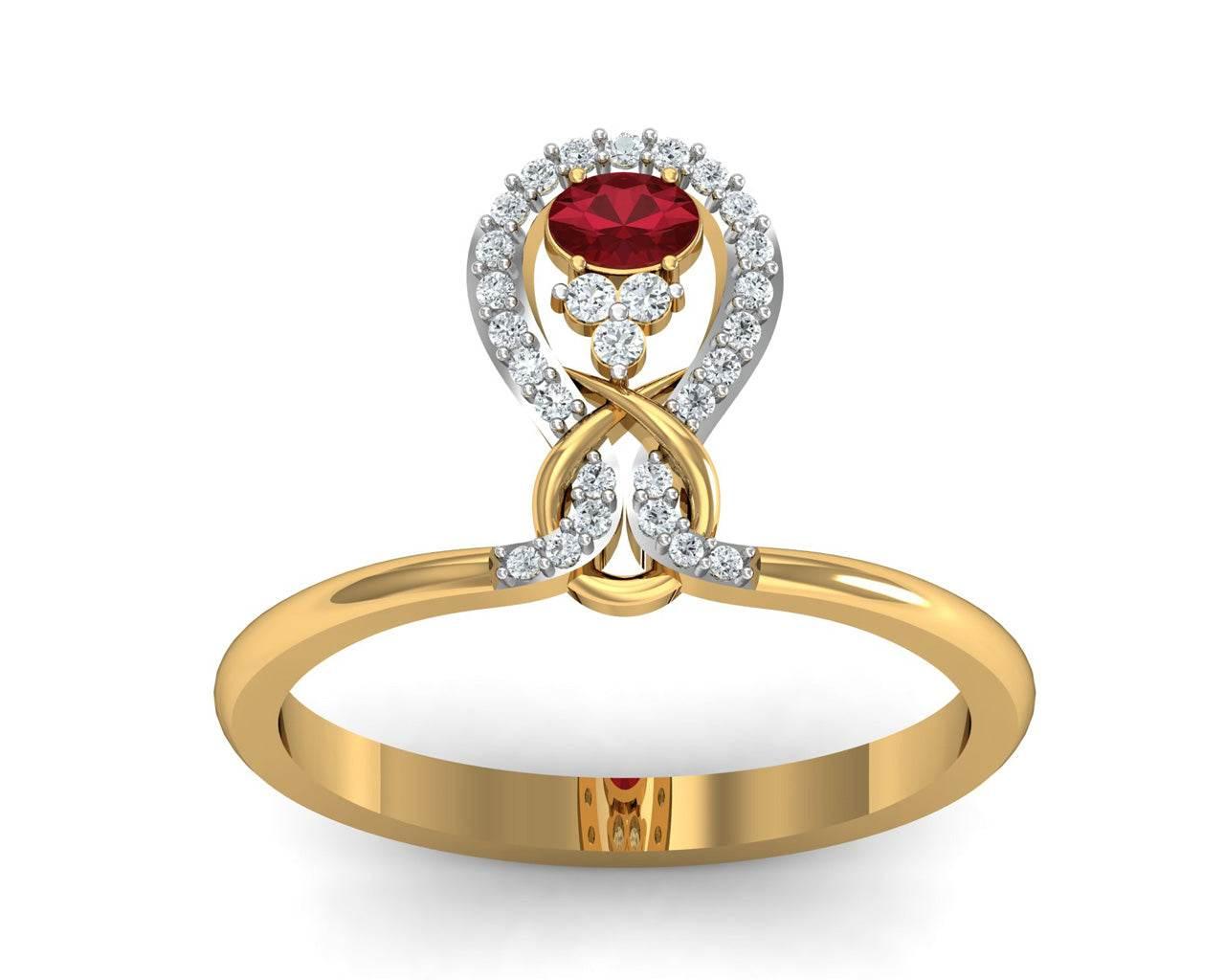 Lara Ruby Diamond Ring in Gold - Jewelslane