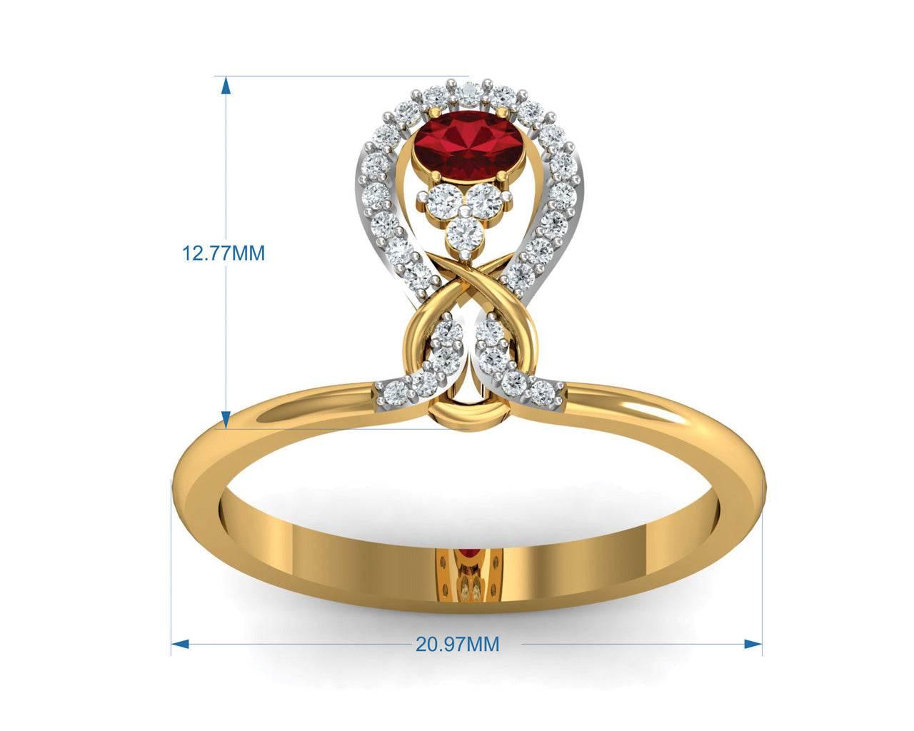 Lara Ruby Diamond Ring in Gold - Jewelslane