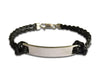 Leather Identity Tag Bracelet for Boys IN Sterling Silver with ENgravable plate - Jewelslane