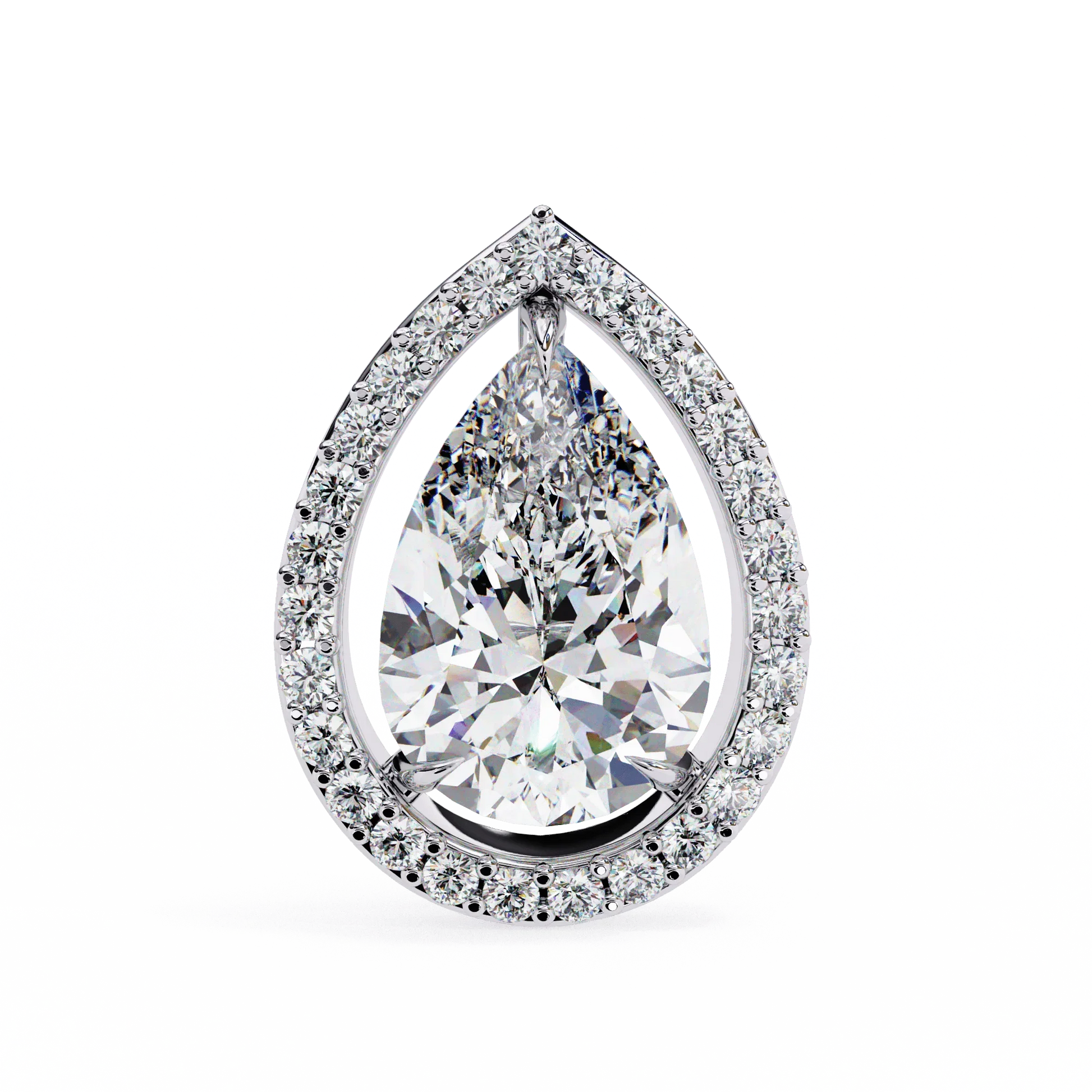 Leena Pear Shape Lab Grown Diamond Solitaire Earrings with diamond Halo in Gold - Jewelslane