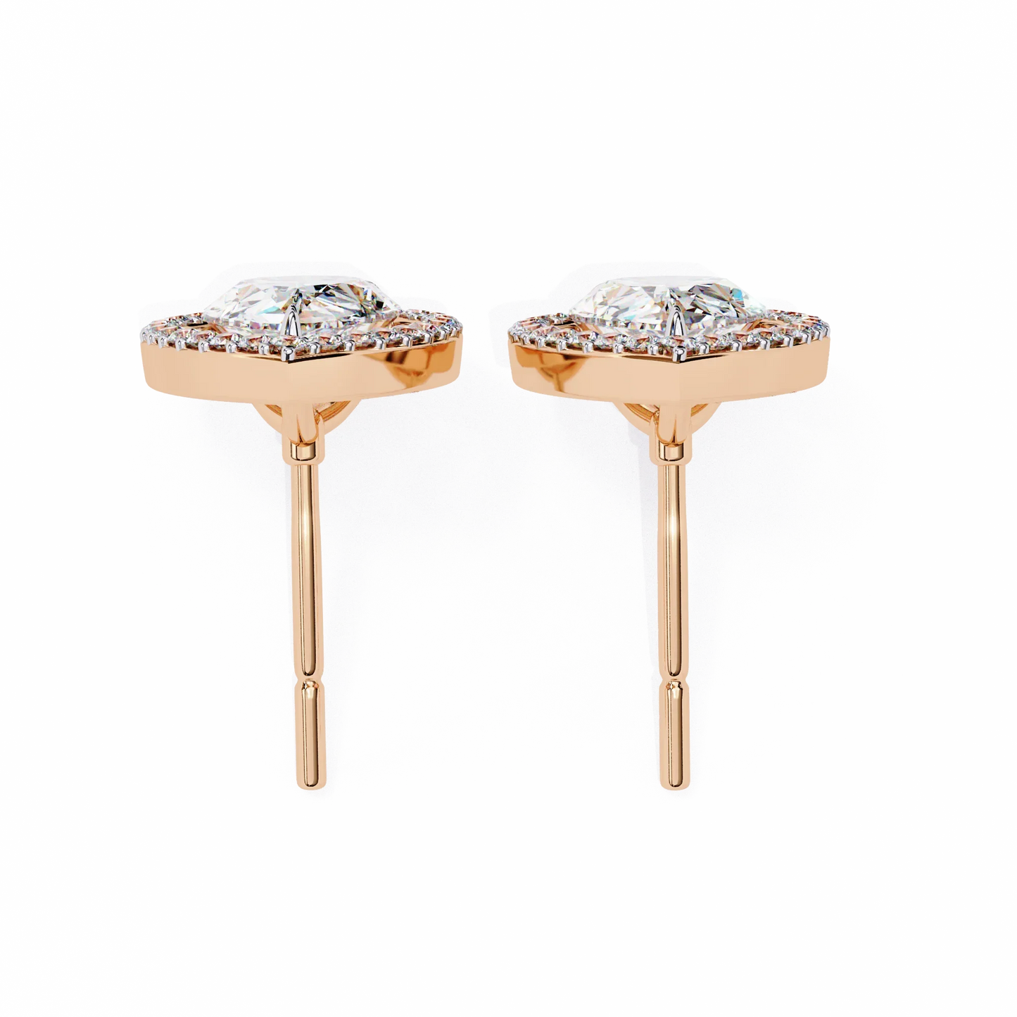 Leena Pear Shape Lab Grown Diamond Solitaire Earrings with diamond Halo in Gold - Jewelslane