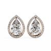 Leena Pear Shape Lab Grown Diamond Solitaire Earrings with diamond Halo in Gold - Jewelslane