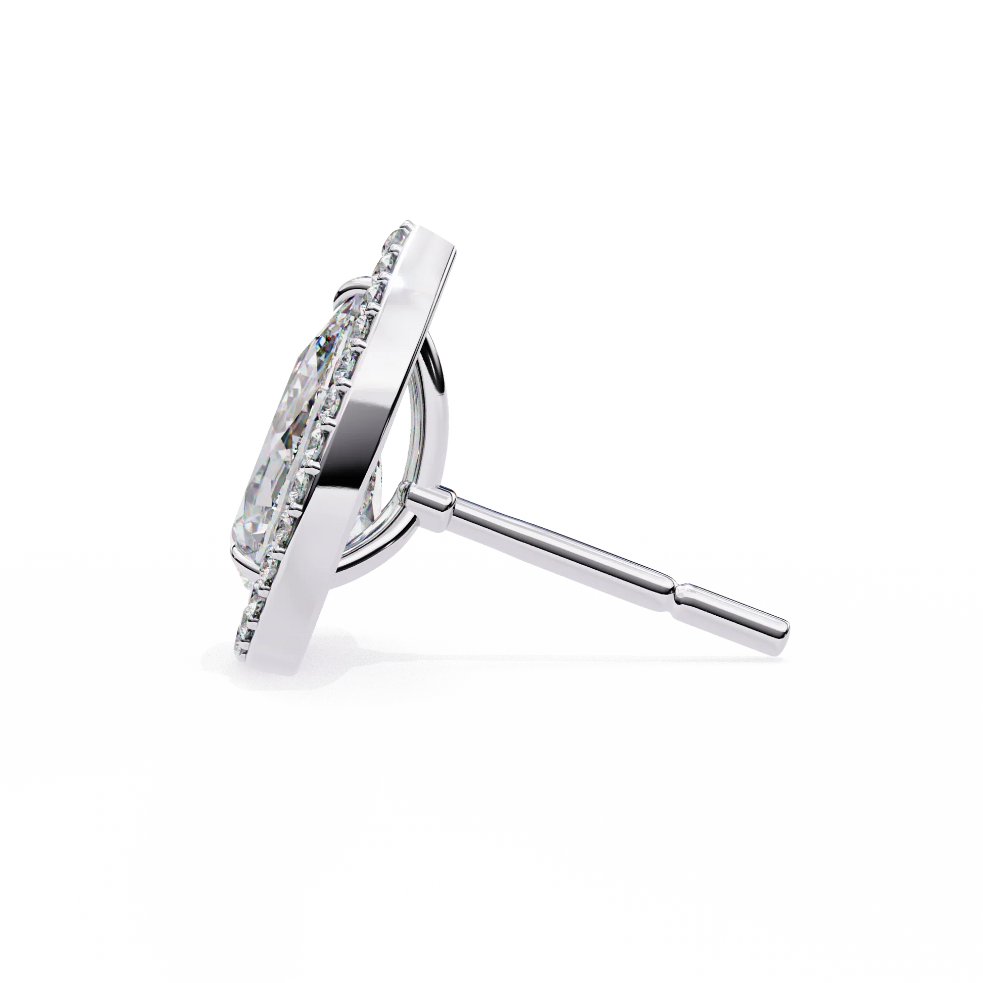 Leena Pear Shape Lab Grown Diamond Solitaire Earrings with diamond Halo in Gold - Jewelslane