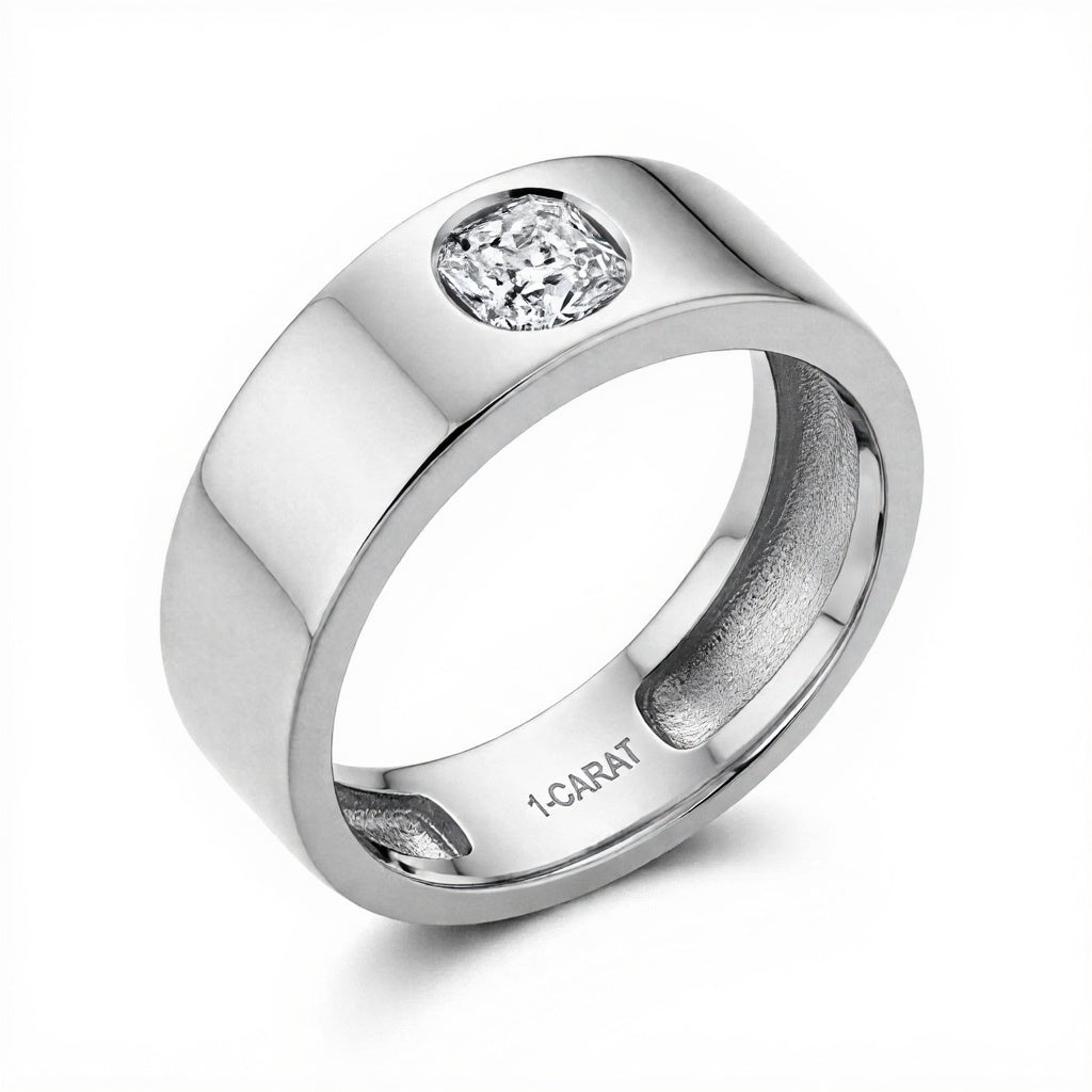 Levi Cushion Cut Diamond Solitaire Ring for Men - Jewelslane