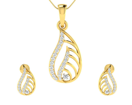 Leza Diamond Pendant & Earrings Set - Jewelslane