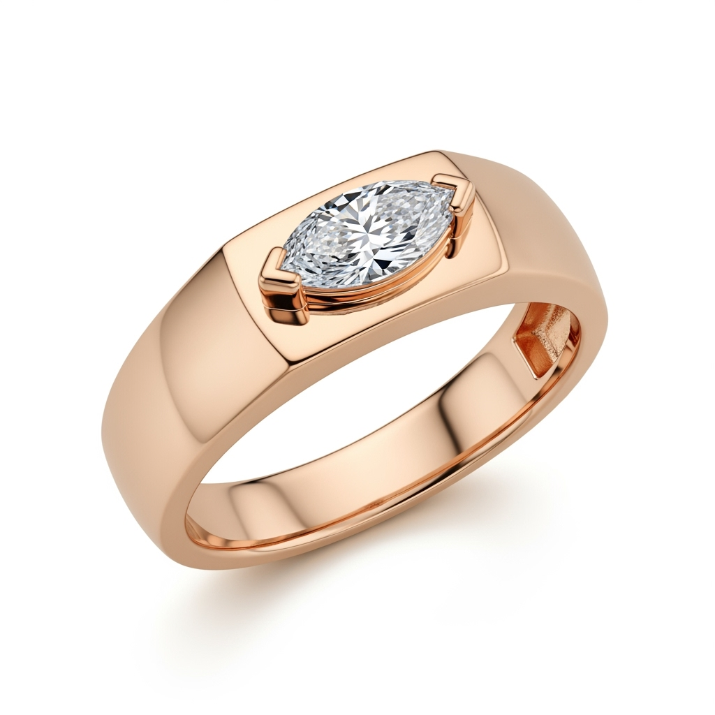 Liam Marquise Shape Lab diamond solitaire Ring for men and women - Jewelslane