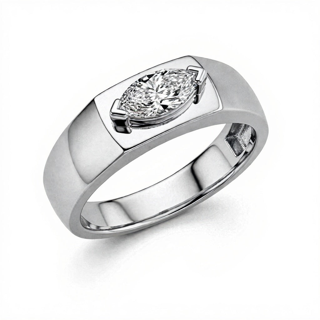 Liam Marquise Shape Lab diamond solitaire Ring for men and women - Jewelslane