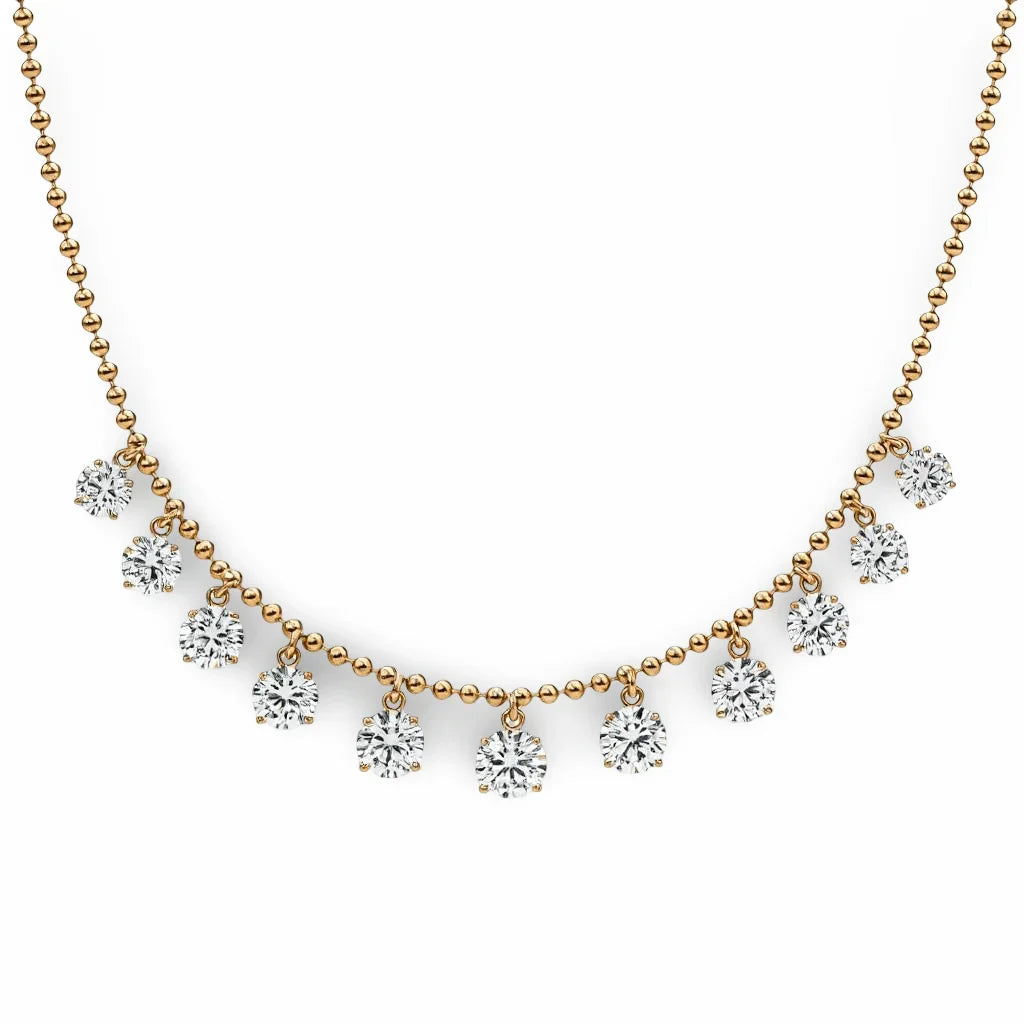 Lina Lab Grown Floating Diamonds Solitaire Necklace - Jewelslane