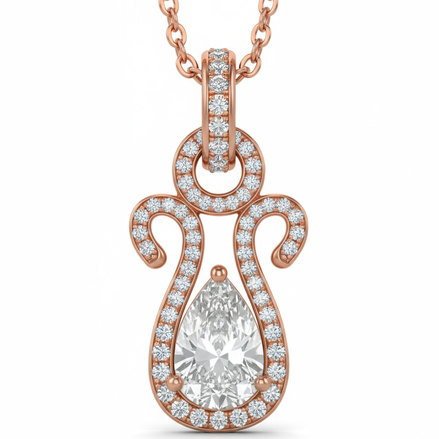 Lisa Pear Shape Lab Diamond solitaire pendant - Jewelslane