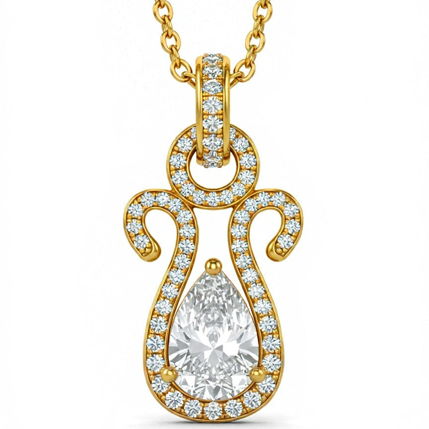 Lisa Pear Shape Lab Diamond solitaire pendant - Jewelslane