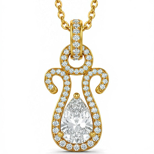 Lisa Pear Shape Lab Diamond solitaire pendant - Jewelslane