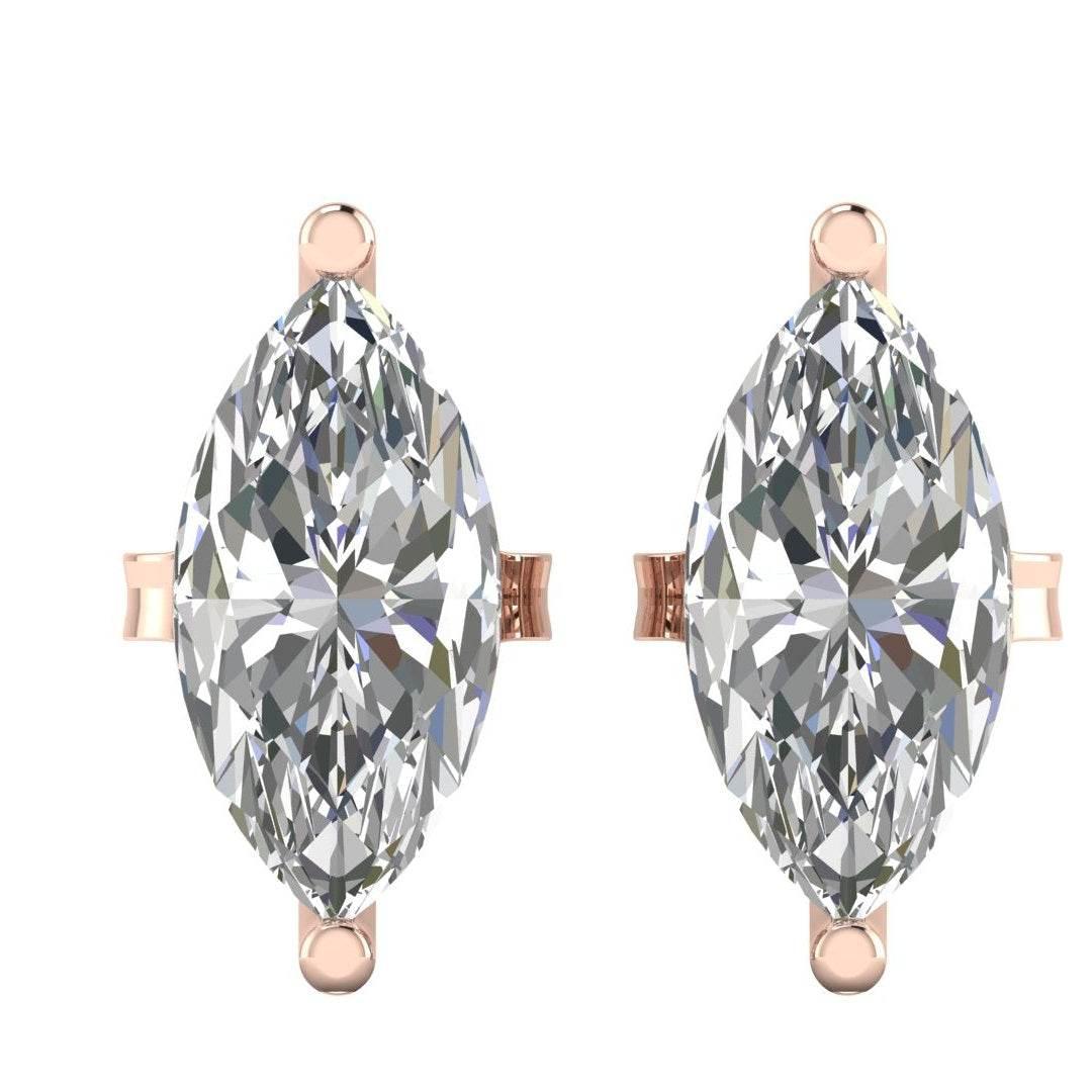 Lois Marquee shape Lab Grown Diamond Solitaire Earrings In Gold - Jewelslane