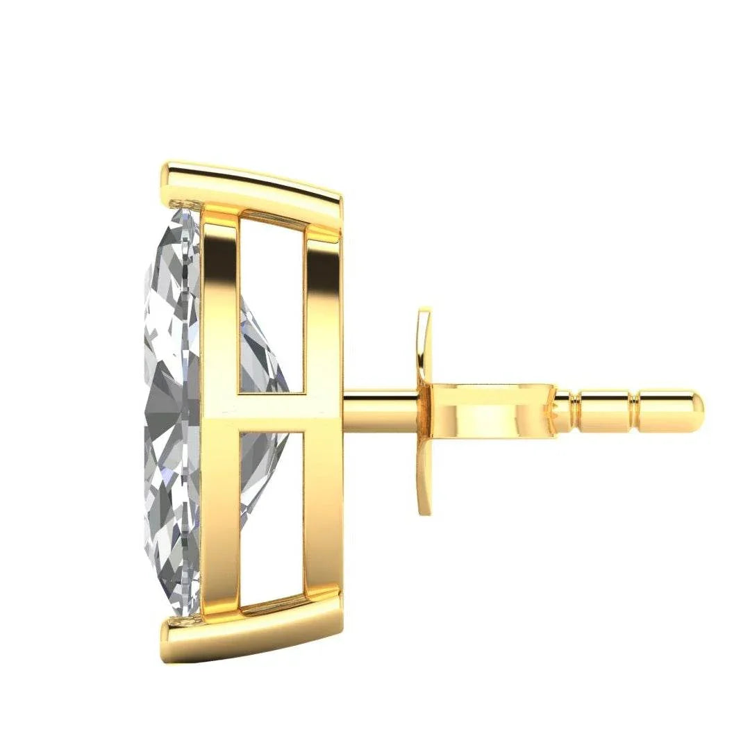 Lois Marquee shape Lab Grown Diamond Solitaire Earrings In Gold - Jewelslane