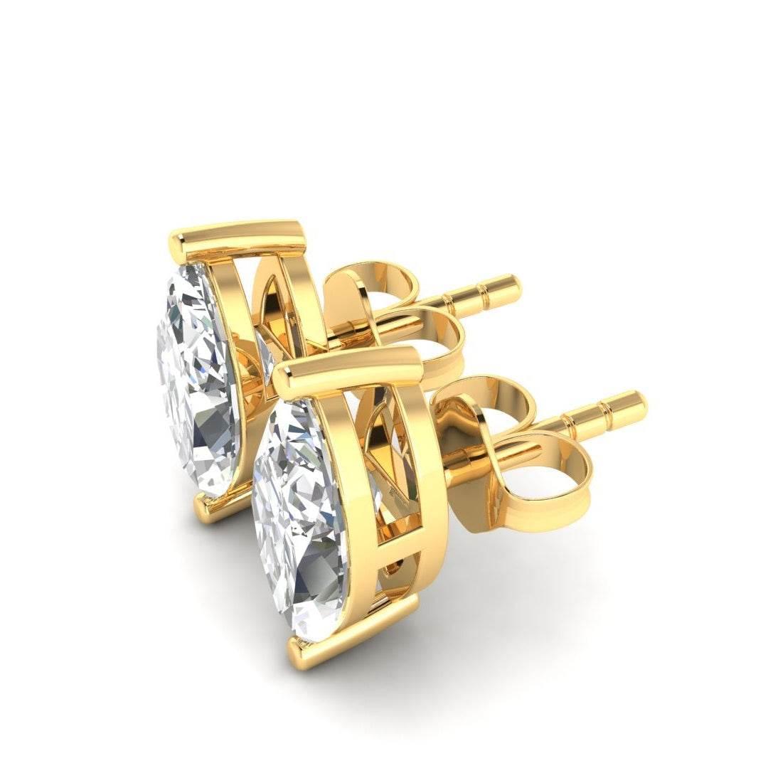 Lois Marquee shape Lab Grown Diamond Solitaire Earrings In Gold - Jewelslane