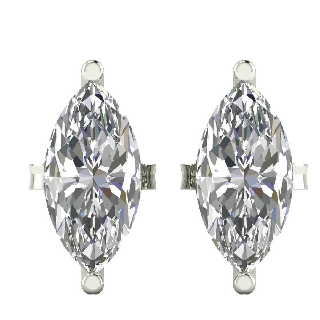 Lois Marquee shape Lab Grown Diamond Solitaire Earrings In Gold - Jewelslane