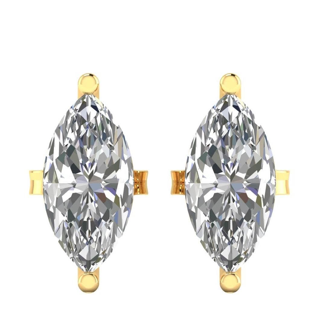 Lois Marquee shape Lab Grown Diamond Solitaire Earrings In Gold - Jewelslane