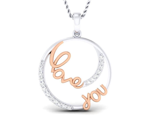 Love You diamond Pendant in Gold - Jewelslane