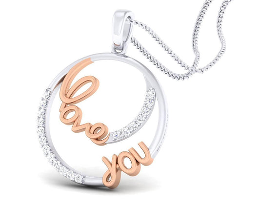 Love You diamond Pendant in Gold - Jewelslane