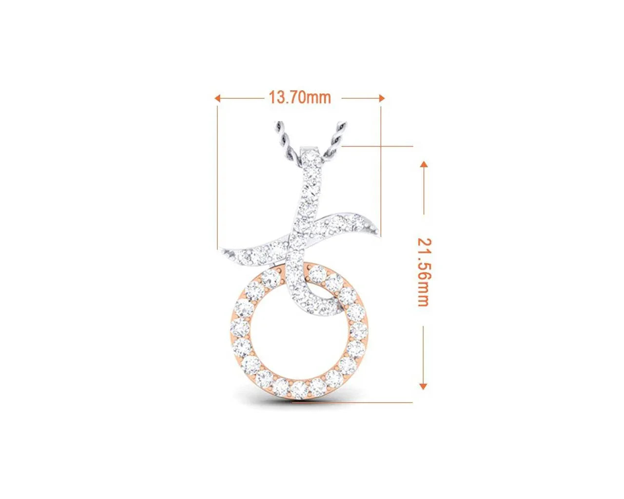 Lyn Diamond Pendant in two tone 18k gold - Jewelslane