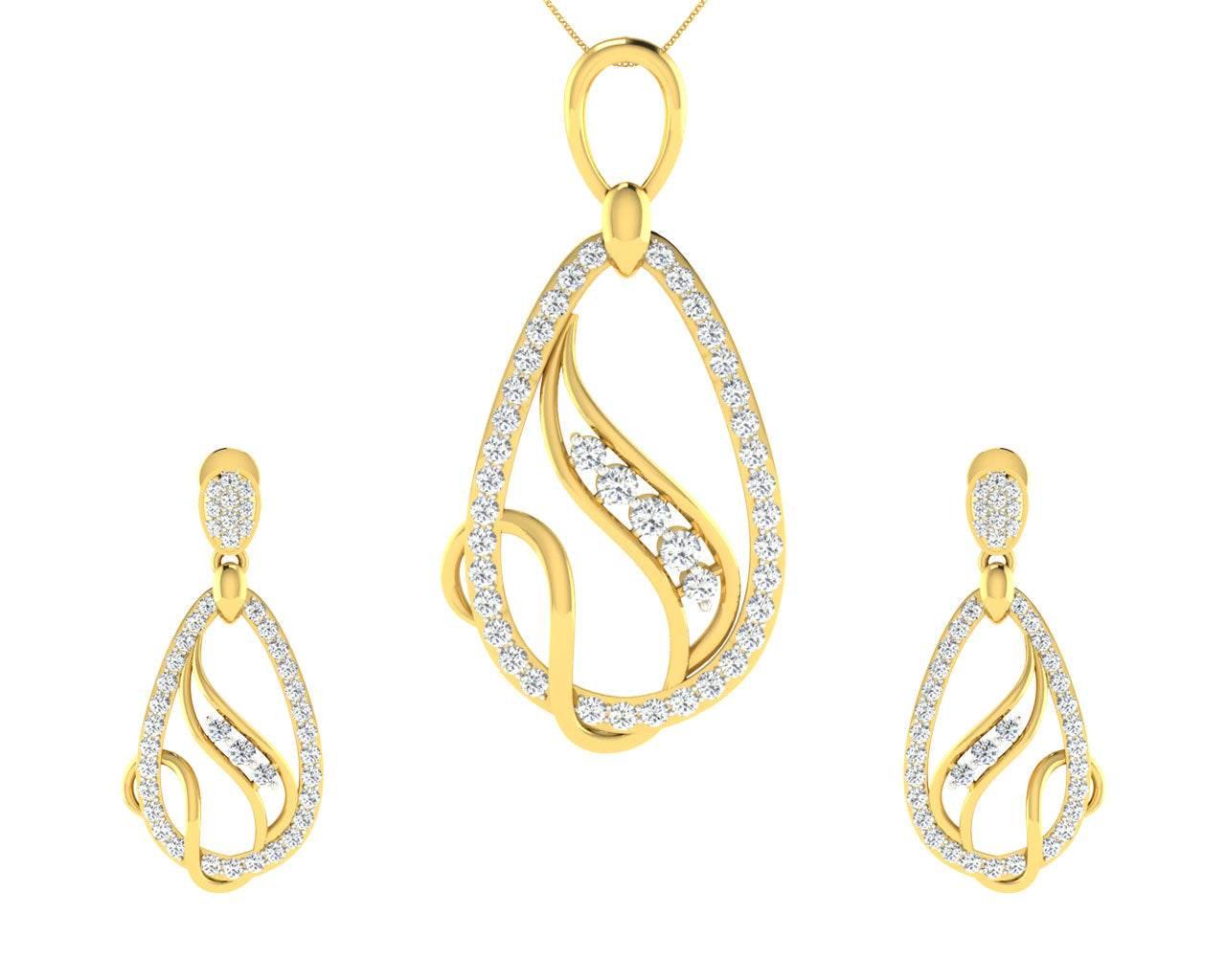Lyra Diamond Pendant & Earrings Set - Jewelslane
