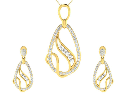 Lyra Diamond Pendant & Earrings Set - Jewelslane