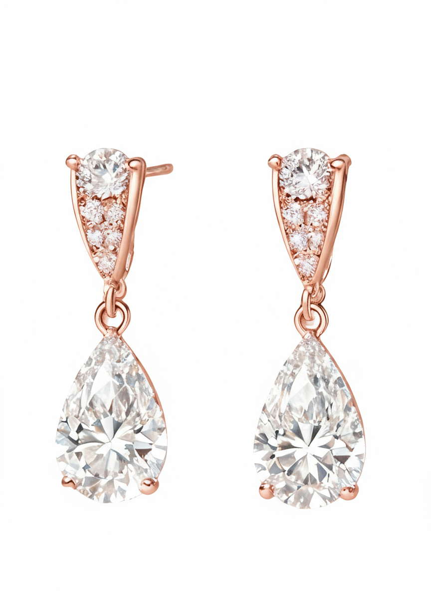 Mabel Pear Shape Diamond Solitaire Earrings - jewelslane