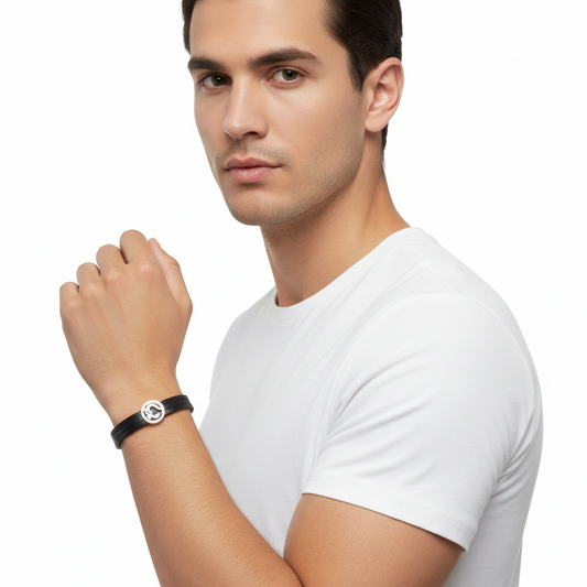 Om Bracelet on Leather