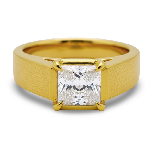 Matte Finish Princess Cut Lab Diamond Solitaire Ring for men - jewelslane