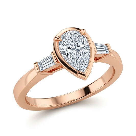 May Pear Shape Lab Grown diamond solitaire ring - Jewelslane