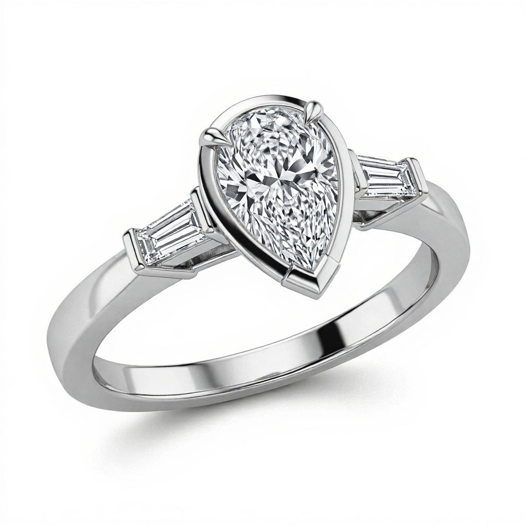 May Pear Shape Lab Grown diamond solitaire ring - Jewelslane