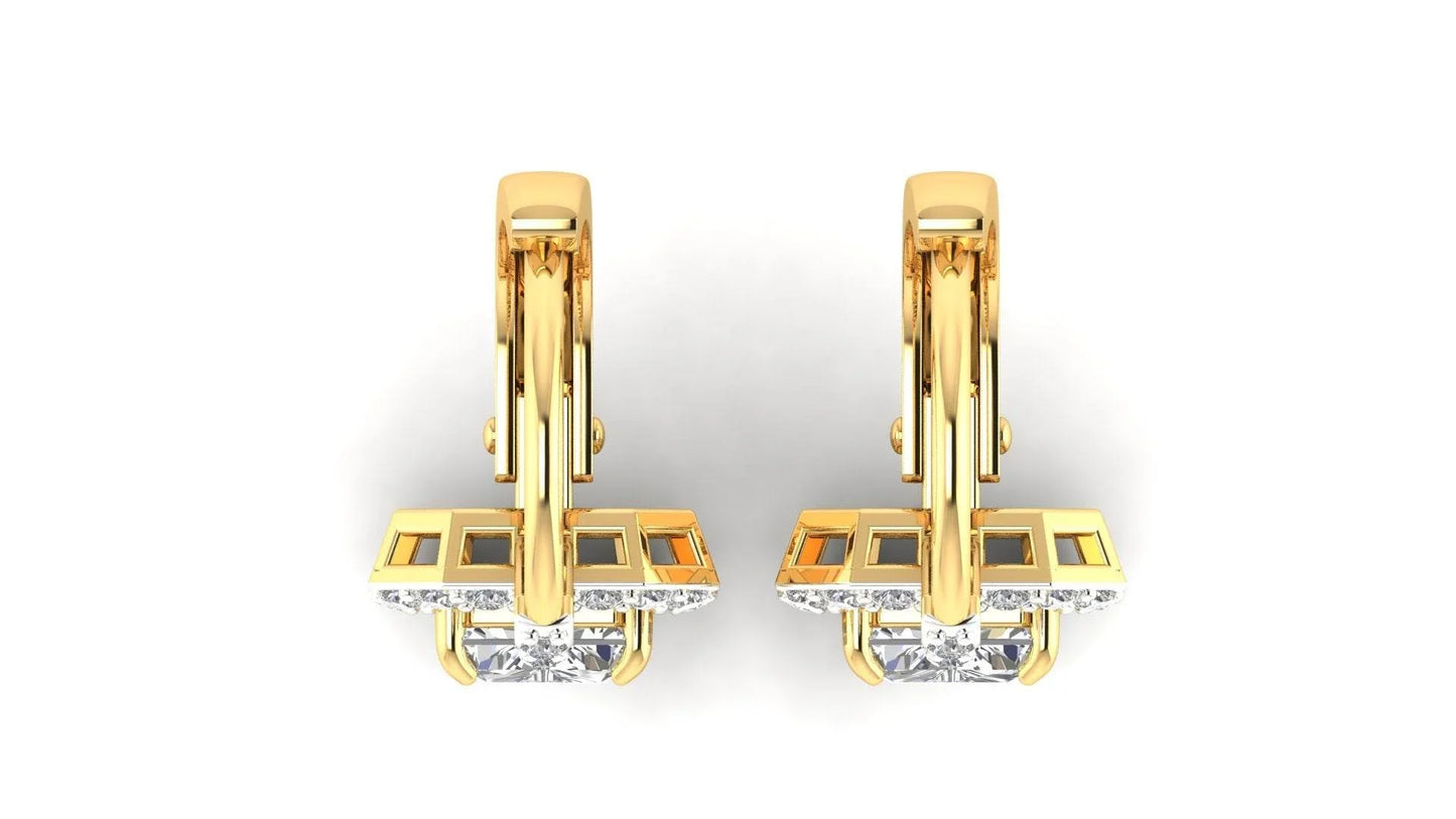 Mia Lab Grown Radiant Cut diamond solitaires earring set in gold - Jewelslane