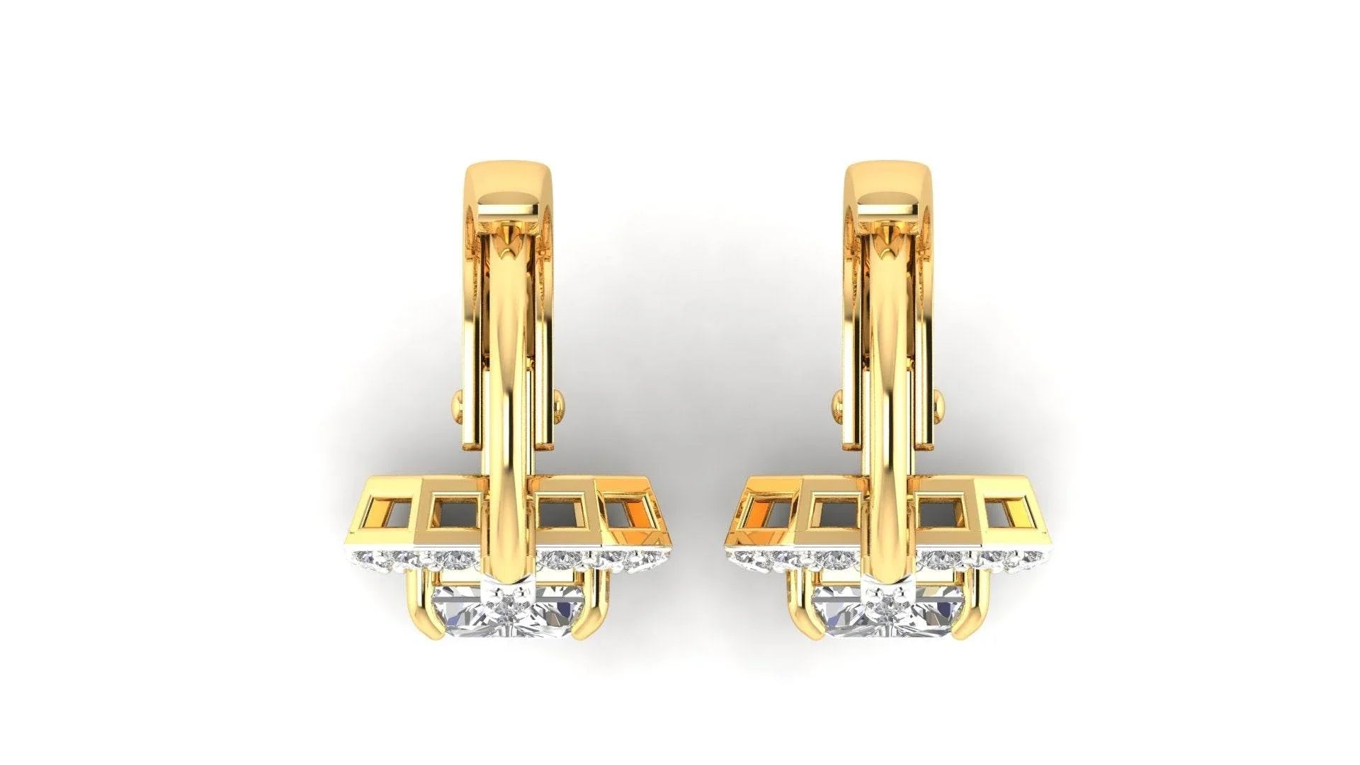 Mia Lab Grown Radiant Cut diamond solitaires earring set in gold - Jewelslane