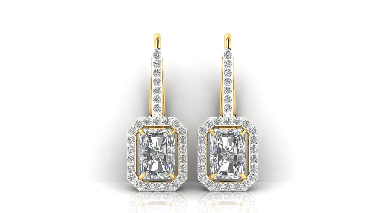 Mia Lab Grown Radiant Cut diamond solitaires earring set in gold - Jewelslane