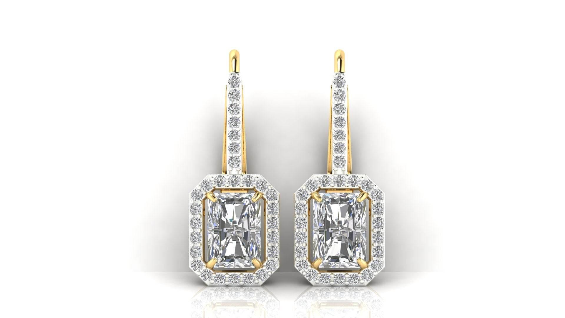 Mia Lab Grown Radiant Cut diamond solitaires earring set in gold - Jewelslane